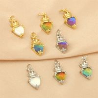1 Piece 15*15mm 8*13mm Copper Artificial Crystal Zircon 18K Gold Plated Heart Shape Crown Rhombus Polished Pendant main image 5