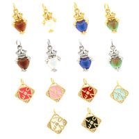 1 Piece 15*15mm 8*13mm Copper Artificial Crystal Zircon 18K Gold Plated Heart Shape Crown Rhombus Polished Pendant main image 9
