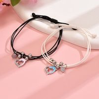 Cute Simple Style Dolphin Heart Shape Alloy Rope Enamel Hollow Out Inlay Rhinestones Women's Bracelets main image 3