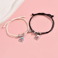 Lindo Estilo Simple Delfín Forma De Corazón Aleación Soga Esmalte Ahuecar Embutido Diamantes De Imitación Mujeres Pulsera main image 5