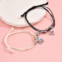 Lindo Estilo Simple Delfín Forma De Corazón Aleación Soga Esmalte Ahuecar Embutido Diamantes De Imitación Mujeres Pulsera main image 6