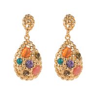 1 Pair Elegant Lady Streetwear Water Droplets Inlay Alloy Resin Resin Rhinestones 14K Gold Plated Drop Earrings sku image 1