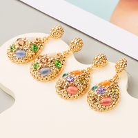 1 Pair Elegant Lady Streetwear Water Droplets Inlay Alloy Resin Resin Rhinestones 14K Gold Plated Drop Earrings main image 4