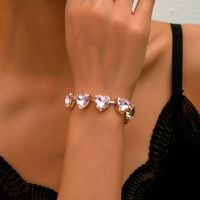 Simple Style Shiny Heart Shape Alloy Inlay Rhinestones Women's Bracelets main image 3
