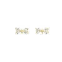 1 Pair Elegant Basic Classic Style Bow Knot Plating Inlay Sterling Silver Zircon 14K Gold Plated Ear Studs main image 6