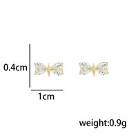 1 Par Elegante Básico Estilo Clásico Nudo De Lazo Enchapado Embutido Plata Esterlina Circón Chapado En Oro De 14 Quilates. Pendientes main image 2