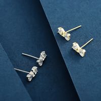 1 Pair Elegant Basic Classic Style Bow Knot Plating Inlay Sterling Silver Zircon 14K Gold Plated Ear Studs main image 1