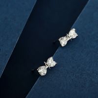 1 Pair Elegant Basic Classic Style Bow Knot Plating Inlay Sterling Silver Zircon 14K Gold Plated Ear Studs main image 3