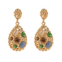 1 Pair Elegant Lady Streetwear Water Droplets Inlay Alloy Resin Resin Rhinestones 14K Gold Plated Drop Earrings sku image 2