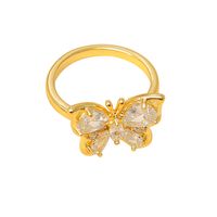 Copper 14K Gold Plated IG Style Basic Classic Style Inlay Butterfly Zircon Rings main image 8