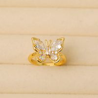 Copper 14K Gold Plated IG Style Basic Classic Style Inlay Butterfly Zircon Rings main image 3