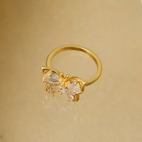 Copper 14K Gold Plated IG Style Basic Classic Style Inlay Butterfly Zircon Rings main image 7