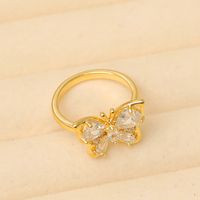 Copper 14K Gold Plated IG Style Basic Classic Style Inlay Butterfly Zircon Rings main image 5