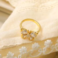 Copper 14K Gold Plated IG Style Basic Classic Style Inlay Butterfly Zircon Rings main image 6