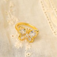 Le Cuivre Plaqué Or 14K Style IG De Base Style Classique Incruster Papillon Zircon Anneaux main image 9