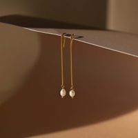 1 Pair Elegant Shiny Geometric Pearl Copper Drop Earrings sku image 1