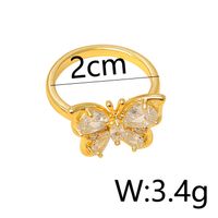 Copper 14K Gold Plated IG Style Basic Classic Style Inlay Butterfly Zircon Rings sku image 1