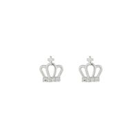 1 Paire Élégant De Base Style Classique Couronne Placage Incruster Argent Sterling Zircon Plaqué Or 14K Boucles D'Oreilles main image 5