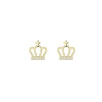 1 Pair Elegant Basic Classic Style Crown Plating Inlay Sterling Silver Zircon 14K Gold Plated Ear Studs main image 6