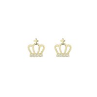 1 Paire Élégant De Base Style Classique Couronne Placage Incruster Argent Sterling Zircon Plaqué Or 14K Boucles D'Oreilles main image 6