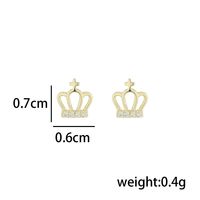 1 Pair Elegant Basic Classic Style Crown Plating Inlay Sterling Silver Zircon 14K Gold Plated Ear Studs main image 2