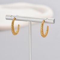 1 Pair Basic Modern Style Classic Style C Shape 304 Stainless Steel Titanium Steel 18K Gold Plated Hoop Earrings main image 3