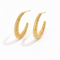 1 Pair Basic Modern Style Classic Style C Shape 304 Stainless Steel Titanium Steel 18K Gold Plated Hoop Earrings main image 5