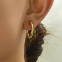 1 Pair Basic Modern Style Classic Style C Shape 304 Stainless Steel Titanium Steel 18K Gold Plated Hoop Earrings main image 1