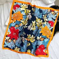 Women's Simple Style Color Block Satin Printing Silk Scarf sku image 26
