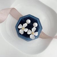 1 Pair Lady Sweet Korean Style Flower Inlay Alloy Artificial Pearls Drop Earrings sku image 2