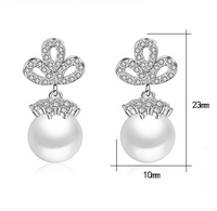 1 Pair Basic Modern Style Classic Style Geometric Inlay Copper Imitation Pearl Zircon Drop Earrings main image 2