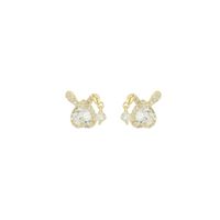 1 Paire Élégant Style Simple Commuer Oreilles De Lapin Forme De Cœur Placage Incruster Argent Sterling Zircon Plaqué Or 14K Boucles D'Oreilles main image 6