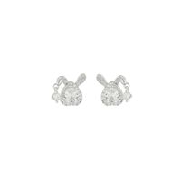 1 Par Elegante Estilo Simple Viajar Diariamente Orejas De Conejo Forma De Corazón Enchapado Embutido Plata Esterlina Circón Chapado En Oro De 14 Quilates. Pendientes sku image 2