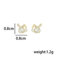 1 Pair Elegant Simple Style Commute Bunny Ears Heart Shape Plating Inlay Sterling Silver Zircon 14K Gold Plated Ear Studs main image 2