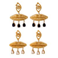1 Pair Elegant Vintage Style Lady Devil's Eye Inlay 316 Stainless Steel  Rhinestones 18K Gold Plated Drop Earrings main image 4