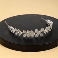 Women's Elegant Lady Bridal Leaf Crown Flower Alloy Inlay Artificial Crystal Rhinestones Hair Band main image 7