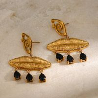 1 Pair Elegant Vintage Style Lady Devil's Eye Inlay 316 Stainless Steel  Rhinestones 18K Gold Plated Drop Earrings main image 6