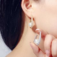 1 Pair Elegant Lady Classic Style Geometric Plating Inlay Brass Imitation Pearl Zircon Gold Plated Drop Earrings main image 8