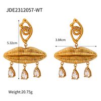 1 Pair Elegant Vintage Style Lady Devil's Eye Inlay 316 Stainless Steel  Rhinestones 18K Gold Plated Drop Earrings sku image 2