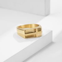 Simple Style Classic Style Commute Cross 304 Stainless Steel Gold Plated Men's Rings sku image 11