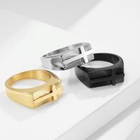 Simple Style Classic Style Commute Cross 304 Stainless Steel Gold Plated Men's Rings main image 1