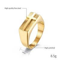 Simple Style Classic Style Commute Cross 304 Stainless Steel Gold Plated Men's Rings main image 2