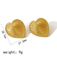 1 Pair IG Style Basic Classic Style Heart Shape Spiral Stripe Polishing Plating 304 Stainless Steel 18K Gold Plated Ear Studs main image 3