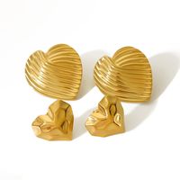 1 Pair IG Style Basic Classic Style Heart Shape Spiral Stripe Polishing Plating 304 Stainless Steel 18K Gold Plated Ear Studs main image 4
