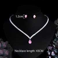 Copper White Gold Plated Rhodium Plated Lady Plating Inlay Star Water Droplets Heart Shape Artificial Gemstones Earrings Necklace main image 3