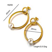 1 Pair Basic Simple Style Classic Style Circle Plating 304 Stainless Steel Artificial Pearl 18K Gold Plated Hoop Earrings main image 2