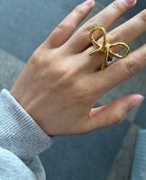 IG Style Sweet Bow Knot 304 Stainless Steel 18K Gold Plated Rings In Bulk main image 4