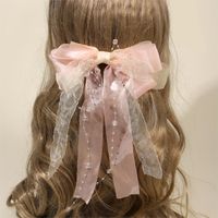 Women's IG Style Sweet Bow Knot Beaded Gauze Hair Clip main image 5