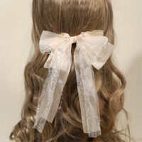 Women's IG Style Sweet Bow Knot Beaded Gauze Hair Clip main image 6