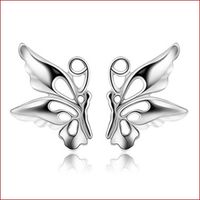 1 Pair Sweet Simple Style Butterfly Hollow Out Copper White Gold Plated Ear Studs main image 1